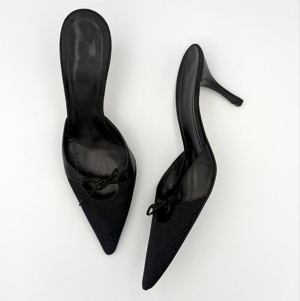Vintage Gucci Pointed Toe GG Monogram Mules from the Tom Ford Era
